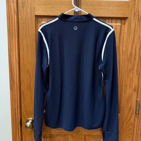 Tory Sport Reflective-Stripe Quarter-Zip Pullover Color: Tory Navy Size: XL - Picture 3 of 4